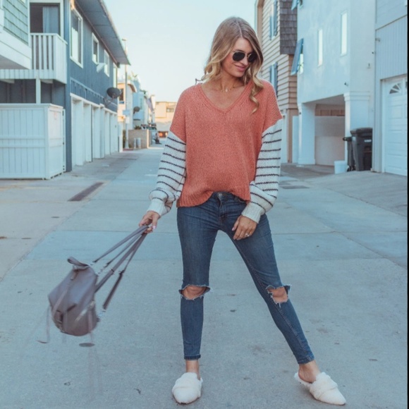 NWT Madewell Balloon Sleeve Striped Sweater - Picture 2 of 6